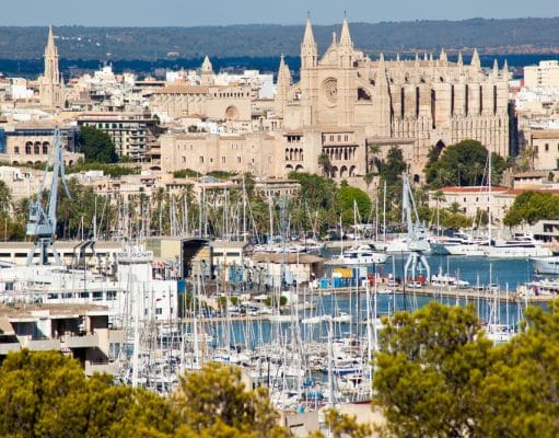 Visitar Palma de Mallorca. Consejos esenciales Vistas de la Bahía de Palma, puerto y catedral